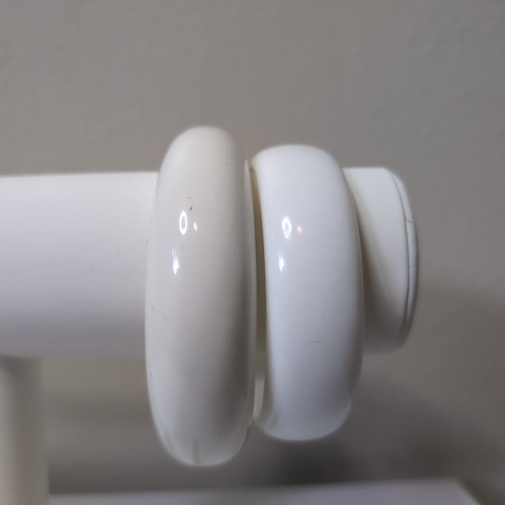 Chunky White Bangle Bracelets Set